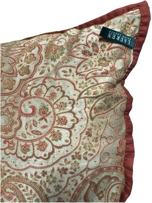 RALPH LAUREN Almohada Cuadrada Falso Tapiz Paisley Imitación Cuero Borde Cremallera (3) Foto 1 de 4