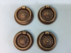 Cont. B. Ring Drawer Pulls Gold, Bronze Finish (4) 2 1/16” Diameter - Picture 1 of 5