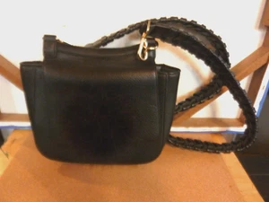 JULES KAE-ANTHROPOLOGIE BLACK VEGAN LTHR. POM POM CROSSBODY/SHOULDERBAG     EUC! - Picture 1 of 7