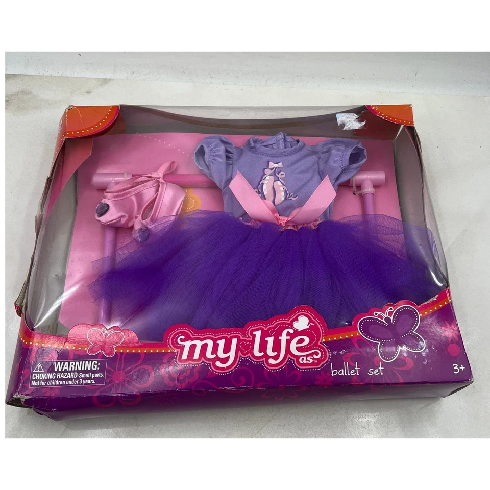 My Life As Ballet Set Doll Clothes Accessories Purple Tutu Leotard Shoes - Image 1 of 4