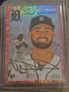 2023 Topps Chrome Platinum Anniversary Riley Greene Toile Fucsia Rookie /100 - Foto 1 di 2