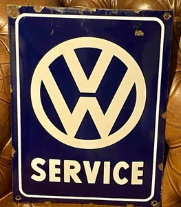 Volkswagen Enamel Metal Dealer Garage Dealership VW Service Car Auto Sign Golf - Picture 1 of 10