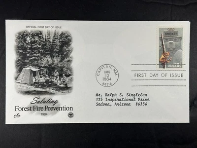 FDC 1984 Forest Fire Prevention Smokey Bear Capitan NM 20¢ Stamp a739 - Image 1 of 2