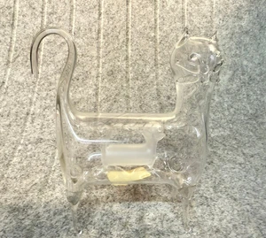 Vintage LANGSAM-BILLIG mundgeblasene Glaskatze mit Kätzchen innen 4 1/2" groß - Bild 1 von 6