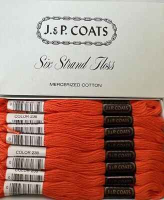 J&P Coats Embroidery Floss - #236 Orange Blaze - Box Of 24 New - Image 1 of 4