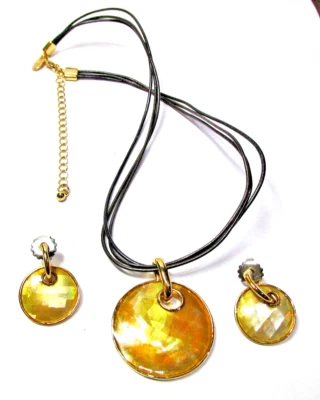 Collar y oreja Lia Sophia tono dorado cuerda negra oro 18" - NWB - (#1882) Foto 1 de 4