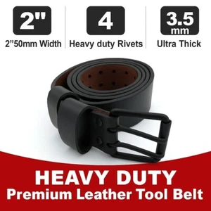 DIY New Scaffolding Work Belt Tool Belt Heavy Duty Black Leather Tool Pouch - Picture 1 of 7