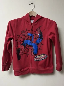 Spiderman Sweater Youth Size Medium 10-12 Zip Up Hoodie Red Big Graphic Marvel - Picture 1 of 6