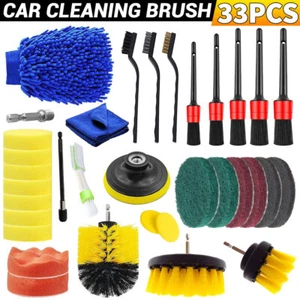 33X Car Cleaning Kit Interior Exterior Auto Detailing Wash Drill Brush Engine - Picture 1 of 6