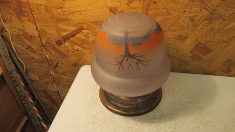 Antique Brass Light Fixture & Trees Globe Cover