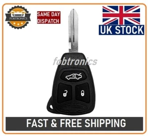NUEVO estuche con llave remota de 3 botones carcasa para Chrysler Jeep Dodge 300C + LOGOTIPO (A48)* - Imagen 1 de 4