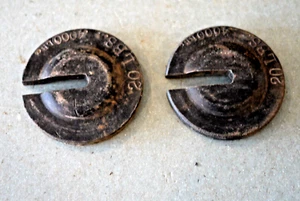2 Básculas de plataforma de hierro fundido antiguas vintage redondas ranuradas peso de viga de equilibrio - Imagen 1 de 2