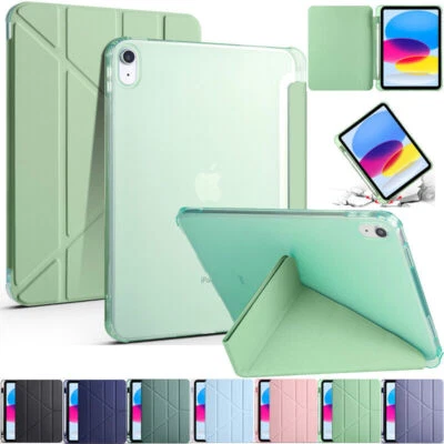 Smart Leather Stand Case Clear Cover For iPad 5/6/7/8/9/10th Gen Air 4 5 Pro 11 - Image 1 of 4