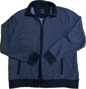 Van Heusen Men's Size-L-Classic Jacket Blue Cotton Knit Vintage Full Zipper - Picture 1 of 17