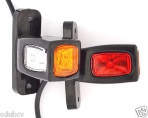 2x Feux de position latéraux 12/24V LED rouge/blanc/ambre triple fonction camion remorque # - Photo 1/3