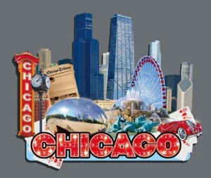 Chicago Refrigerator Magnet Sticker US Travel Souvenir Novelty Wooden Home Decor - Picture 1 of 1