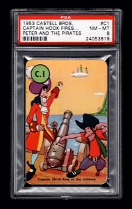 PSA 8 "HOOK FIRES CANNON AT CHILDREN" 1953 Disney Peter Pan Castell Card C1 - Picture 1 of 2