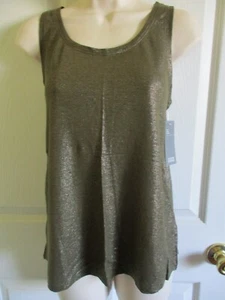 SZ PL Eileen Fisher Organic Linen Jersey Shimmer Scoop Neck Long Slim Tank NWT - Picture 1 of 3