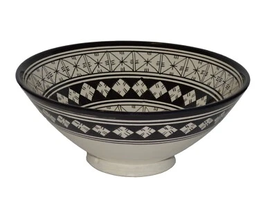 Moroccan Ceramic Serving Bowl Handmade Salad Pasta Soup Fruit Rice Salsa Dish - Image 1 of 2