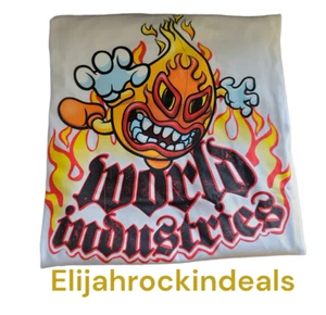 RARE NEW MENS WORLD INDUSTRIES SKATEBOARD FLAME BOY NACHO LIBRE WHITE T SHIRT - Bild 1 von 4