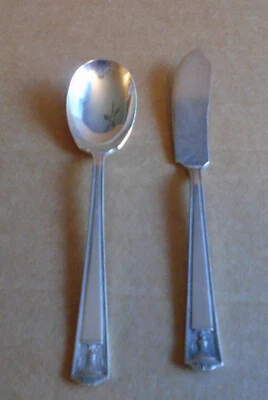 Cuchillo de mantequilla y cuchara de azúcar Holmes & Edward Century plato de plata cubiertos sa Foto 1 de 3