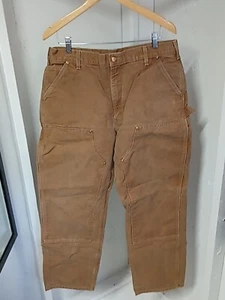 Carhartt Mens Cargo Carpenter Pants Double Knee Canvas Size 38/32 Made in USA  - Picture 1 of 11