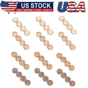 12x Rhinestone Hair Clips Alligator Hair Clips Round Bling Crystal Hairpins Girl - Picture 1 of 8