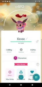 ✨Pokémon G0 -- Dynamax Shiny Eevee  - Male ✨ mini P T C - Picture 1 of 1