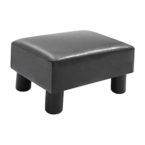Ottoman Foot Rest, Small Foot Stool with Faux Leather Upholstery, Rectangular - Picture 1 of 8
