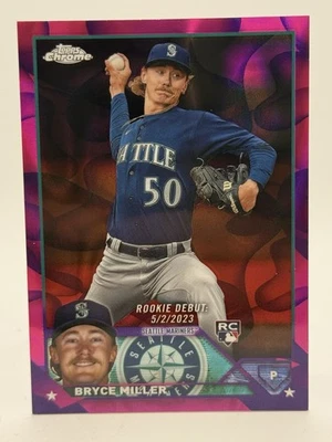 2023 Topps Chrome Update Magenta Purple Lava Lamp #USC99 Bryce Miller RC /299 - Image 1 of 2