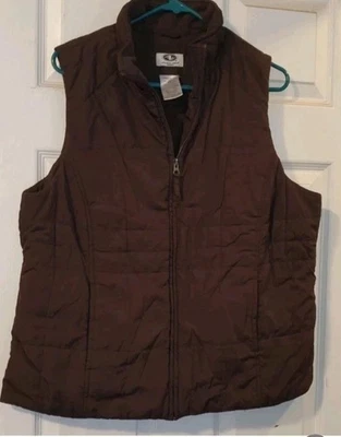 Izod Perform Brown Quilted Puffer Vest Breathable Performance - Image 1 of 4