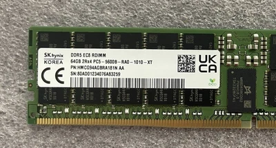 Memoria RAM de servidor SK Hynix 64 GB 2Rx4 PC5-5600B-RA0-1010-XT (HMCG94AMBRA181N) Foto 1 de 3