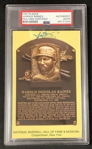 Harold Baines Signed Gold HOF Plaque Postcard Yellow Orioles Autograph PSA/DNA - Picture 1 of 2