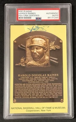 Harold Baines Signed Gold HOF Plaque Postcard Yellow Orioles Autograph PSA/DNA - Image 1 of 2