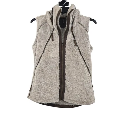 Chaleco de vuelo Kuhl para mujer cremallera completa piel sintética con capucha gris mediano Foto 1 de 4