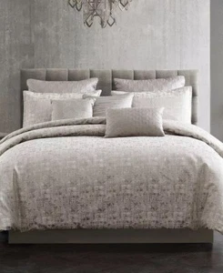 HALLMART GENOA 10PC KING COMFORTER SET GRAY JACQUARD DECORATIVE PILLOWS - Picture 1 of 3