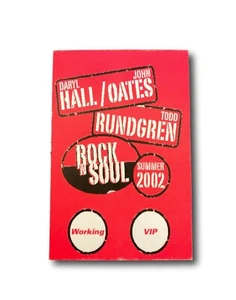 Hall Oates Rundgren Rock N Soul 2002 vinilo auténtico pase de concierto VIP - Imagen 1 de 3