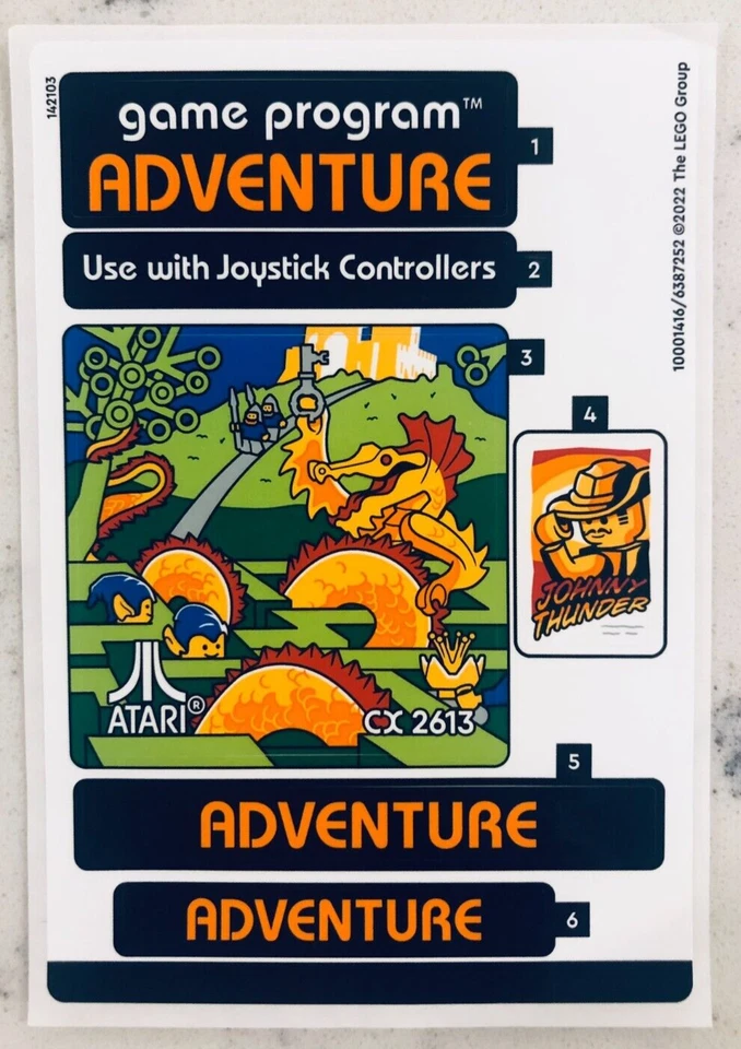 LEGO STICKER SHEET for 10306 Sheet 1 Atari 2600 Adventure, New & Genuine! - Image 1 of 1