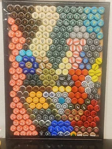 Beer Cap Wall Art 17x23" Mixed Media Resin 1990 Bright Handmade Beeryania OOAK - Picture 1 of 17