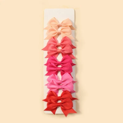 10Pcs/set Mini Small Baby Girl Kids Ribbon Hair Clip Bows Clips Cute Bow School↕ - Image 1 of 4