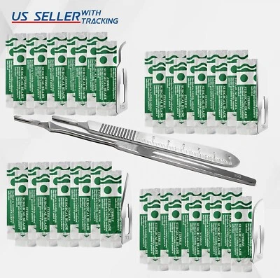 60 hojas quirúrgicas de bisturí #10, #11, #15, #16 con asas de bisturí #7 y #3 Foto 1 de 3