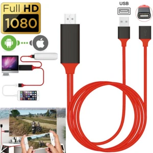 1080P Phone to Digital TV HDTV AV HDMI Mirroring Cord Adapter For iPhone Android - Picture 1 of 9