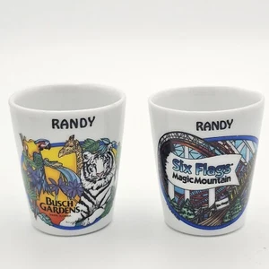 Lot of 2 - RANDY Name Novelty Shot Glass Busch Gardens & Six Flags Park Souvenir - Bild 1 von 5