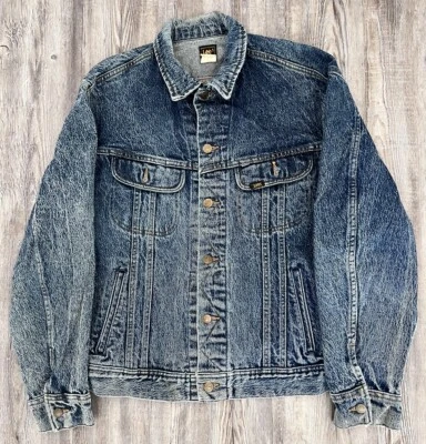 LEE RIDERS VINTAGE 80S USA MADE STONE WASH BLUE JEAN TRUCKER JACKET SIZE 44 L3 - Image 1 of 4