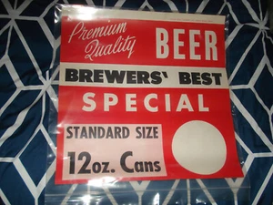 1954 Brewers Bestes Bier in 12 Unzen Dosen Tacker Schild Breweriana Artikel in sehr gutem Zustand!! - Bild 1 von 2
