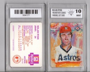 1994 Mother's Cookies Nolan Ryan Baseball #3 1986 Astros Graded 10 Mint Diamond