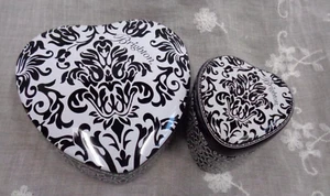 BRIGHTON Jewelry Tins ~ Lot/2 ~ Black & White Hearts - Picture 1 of 3