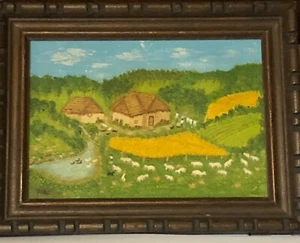 ANTIQUE ORIGINAL OIL PAINTING PASTORAL SCENE/FARM SIGNED PIRCO(?) FRAMED - Picture 1 of 11