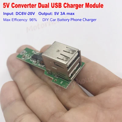 DC-DC Converter 6V~20V 12V to 5V 3A Dual USB Phone Charger Module Car Battery - Image 1 of 4