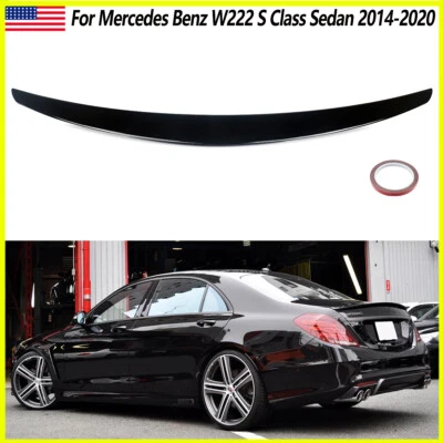 Fit For Mercedes Benz W222 S450 S550 S63 S65 2014-2020 Trunk Spoiler Gloss Black Foto 1 de 4
